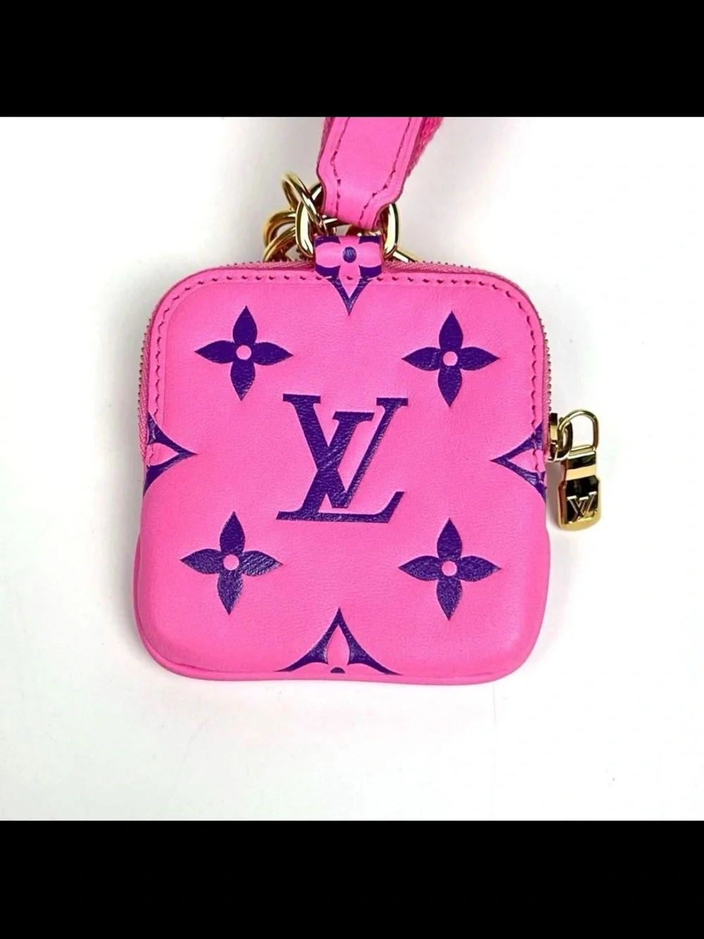 Louis Vuitton Hot Pink Monogram Square Coin purse with Strap